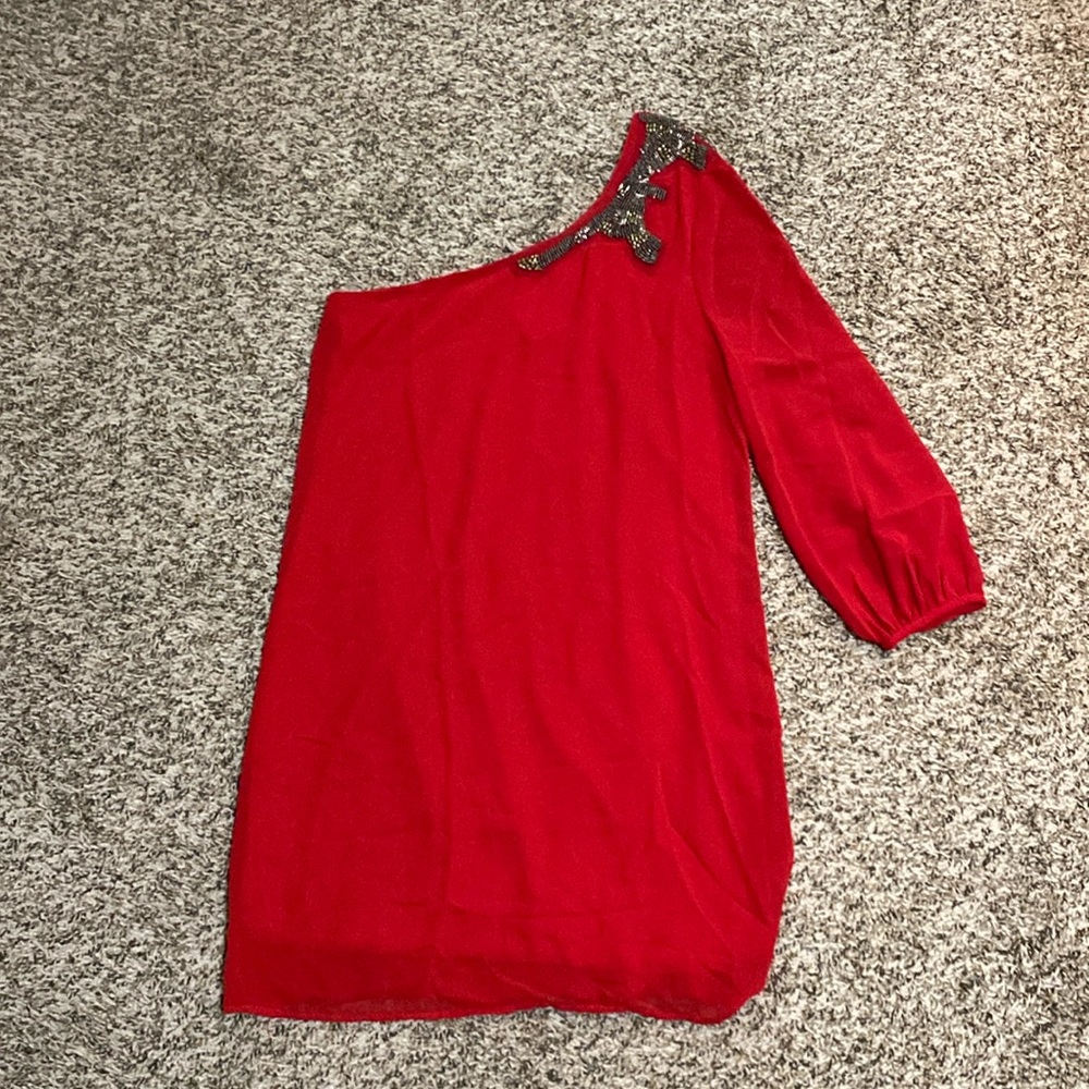 NWT Red One Sleeve Dress